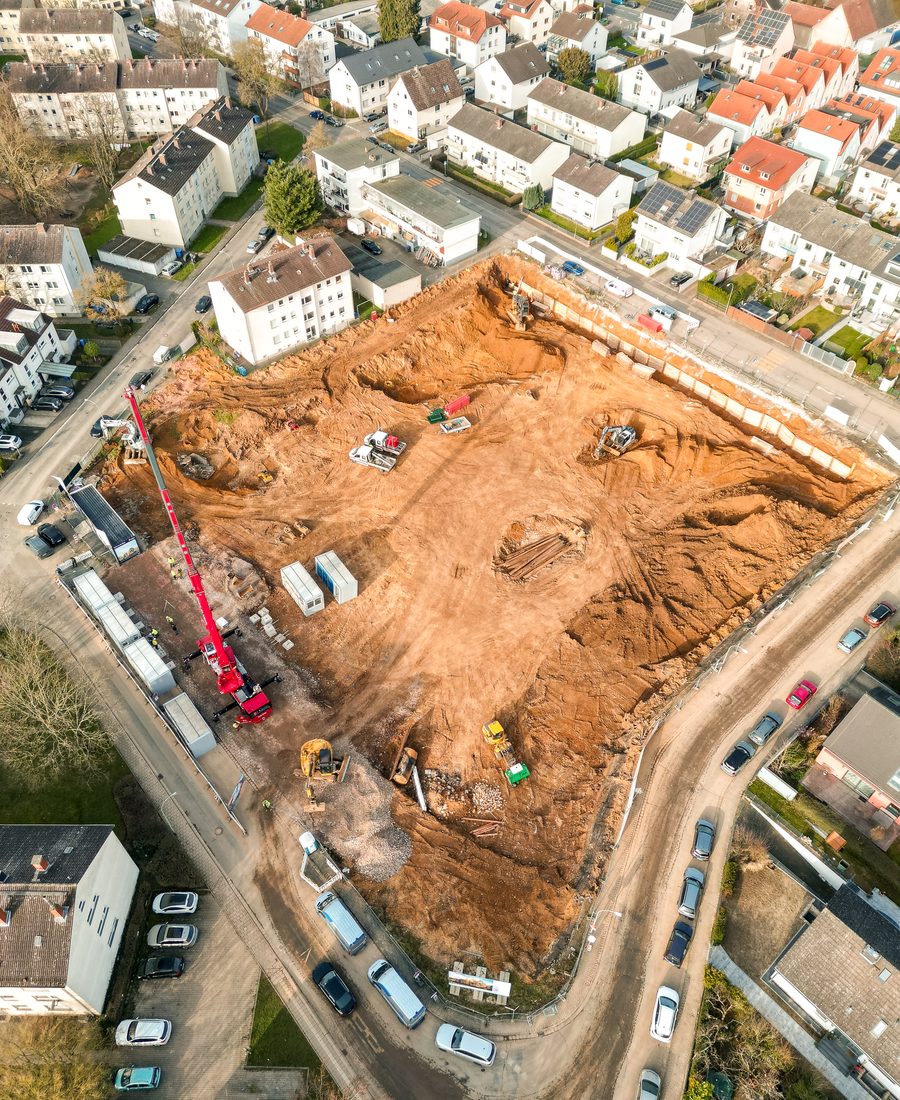 Baugrube aus der Luft
